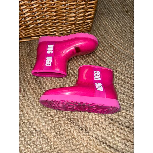 Ugg logo clear mini hot pink boots women's size 7 - Picture 5 of 6